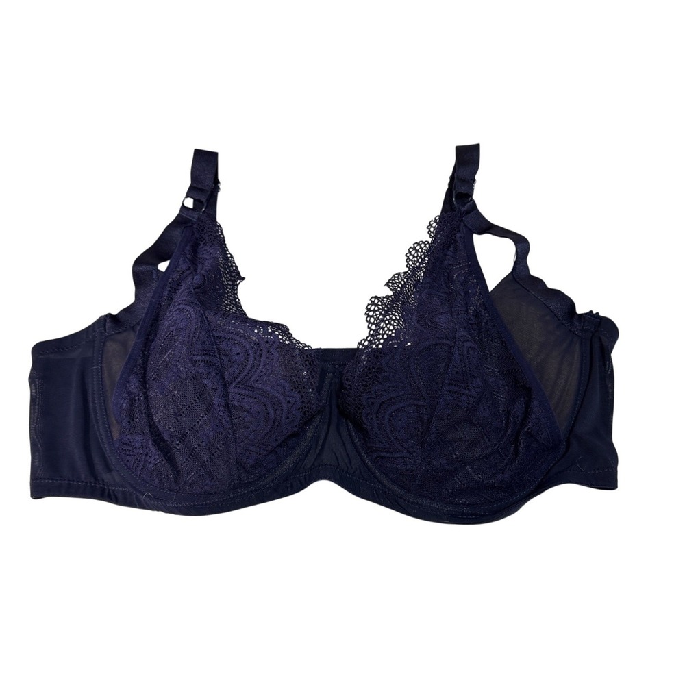 Adore‎ Me Navy Blue Lace Full Coverage Underwire Bra 44DDD